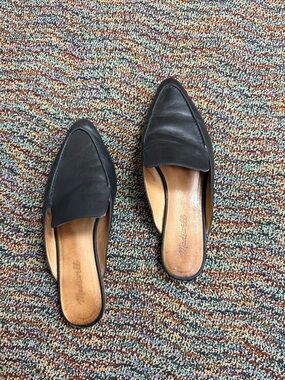 Black Leather Madewell Slip-On Women's Mules